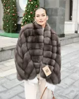 Шуба из соболя с рукавами ёлочка 0