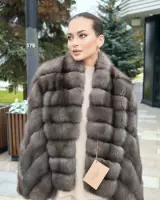 Шуба из соболя с рукавами ёлочка 2