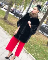 Шуба из норки Black NAFA с воротником из соболя 0