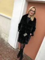 Шуба из норки Black NAFA с воротником 