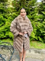 Шуба из куницы в оттенке графит 1