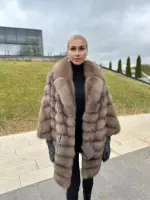 Шуба из куницы в оттенке трюфель 0