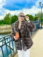 Шуба из баргузинского соболя с воротником-шалью 0