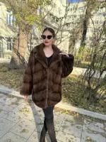 Шуба из норки с английским воротником 0
