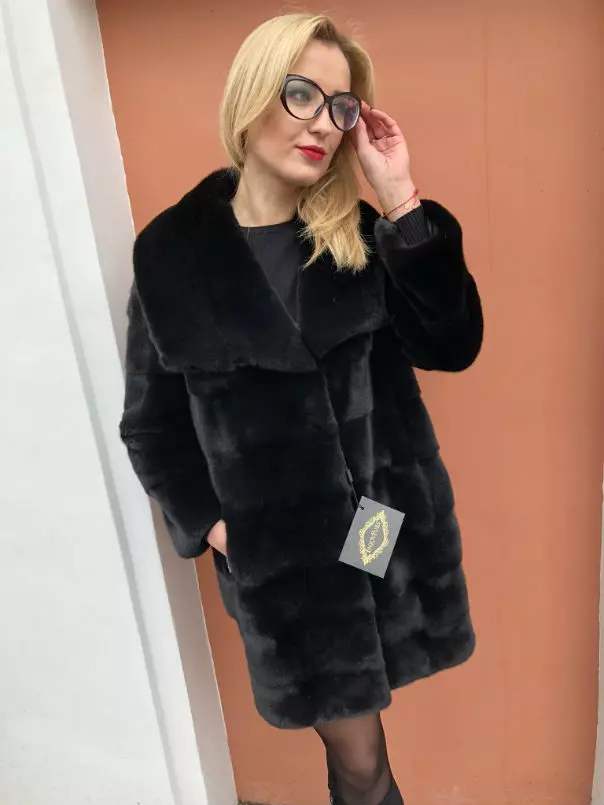 Шуба из норки Black NAFA с воротником 